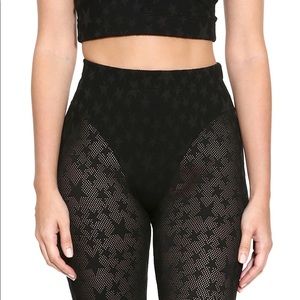 Adam Selman Sport French Cut Star Lace Tights